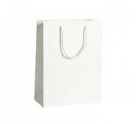 Almencla Bolsa de Papel Bolsa de Compras Bolsa con Asas Bolsa de Mercancía Bolsa de Regalo con Estilo Sobrio y Base Reforzada Lista para Personalización con, Blanco, 25-11-33cm