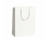 Almencla Bolsa de Papel Bolsa de Compras Bolsa con Asas Bolsa de Mercancía Bolsa de Regalo con Estilo Sobrio y Base Reforzada Lista para Personalización con, Blanco, 13-6-19cm