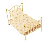 Almencla Cama para Casa de Muñecas 1/12, Muebles en Miniatura, Modelo de Dormitorio, Accesorios de Cama, Decoración, Hierro para Embellecimiento, Accesorios Mi, Blanco