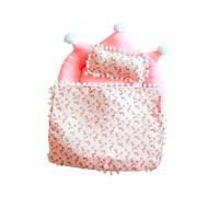 Almencla Cama para Muñeca Miniatura con Colchón Almohada Manta Y Estructura Resistente Tela de Felpa Cómoda Y Portátil Apta para Juegos de Simulación Ornamento, Rosa, S