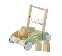Almencla Infantil de Aprendizaje Carrito de Empuje Caminador Juguete de Madera con Laberinto Lateral Engranajes y Compartimento Soporte al Caminar y, Verde, 1/Juego