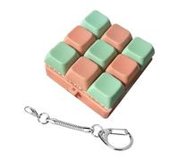 Almencla Llavero Teclado Juguete Sensorial Mini Teclado Mecánico Cubo Compacto 9 Teclas PP Fácil de Llevar Adecuado para Oficina Concentración, Verde Rosa