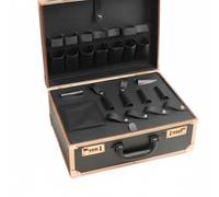 Almencla Maletín Peluquero Estuche Almacenamiento Caja Herramientas Organizador Barbería Portátil Tipo Maletín Revestimiento Impermeable Antirayaduras, Rose Gold, L