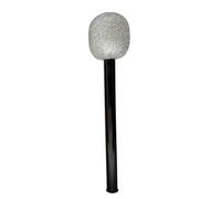 Almencla Micrófono de Juguete para Niños Simulador Realista Decorativo Accesorio para Disfraz Y Grabación Juguete para Jugar Material PP Adecuado para, Negro Plata
