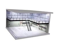 Almencla Modelo de Auto Escena Diorama Vitrina Garaje Miniatura Ensamblaje Interconectado Doble Piso Luz USB Material Acrílico PVC Adecuado para Colección Pers, Industria Elegante