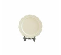 Almencla Placa Miniatura para Casa de Muñecas Plato Ornamental Embossado Bandeja Retro Decorativa Accesorio de Aleación Floral Diseño Elegante y Artístico, Blanco Crema, 22 3mm