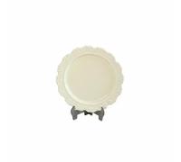 Almencla Placa Miniatura para Casa de Muñecas Plato Ornamental Embossado Bandeja Retro Decorativa Accesorio de Aleación Floral Diseño Elegante y Artístico, Blanco Crema, 27 4mm