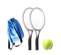 Almencla Racket Miniatura Pelota Accesorios Kit Set Decoración Miniatura Deporte Realismo Función Duradera Adecuado para Coleccionistas de Muñecas Y Actividade, Plata