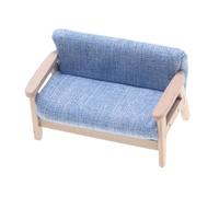 Almencla Sofá Miniatura Muñeca Sillón Sofá Modelo Tapizado Y Madera Adecuado para La Decoración de Recrear Ambientes en Casa de Muñecas 1/12 Tam, Azul