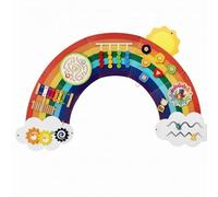 Almencla Tablero de Aprendizaje Infantil Panel de Madera Educativo Ocupacional Elementos Móviles Ensamblados Puzzles y Reloj para Estimular Sentido Lógico, Nuevo Arcoíris 5.4kg CE/CPC