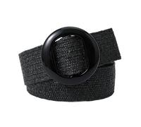 ALMLEU Cinturón Ancho Mujer 1 cinturón de paja falso elástico fino con hebilla redonda vintage for mujer(Black)