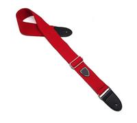 ALMLEU Correa Guitarra Cinturón de guitarra ajustable, correa bajo folk eléctrico acústico algodón tejido con extremos cuero(Passion Red)
