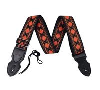 ALMLEU Correa Guitarra Correa de guitarra bordada for bajo acústico eléctrico, estilo Vintage, patrón bohemio, hombro ancho acolchado ajustable(Orange)