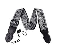 ALMLEU Correa Guitarra Correa de guitarra bordada for bajo acústico eléctrico, estilo Vintage, patrón bohemio, hombro ancho acolchado ajustable(Black white)