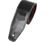 ALMLEU Correa Guitarra Correa de guitarra cuero ajustable for accesorios cinturón bajo eléctrico acústico(Black)