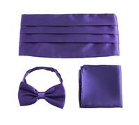 ALMLEU Cummerbund de Satén Conjuntos de faja for hombre, pañuelo cuadrado bolsillo, pajarita, esmoquin, boda, CummeFormal, Noeud Papillon, cinturones anchos, cinturón Ceremonial(Dark purple)