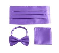 ALMLEU Cummerbund de Satén Conjuntos de faja for hombre, pañuelo cuadrado bolsillo, pajarita, esmoquin, boda, CummeFormal, Noeud Papillon, cinturones anchos, cinturón Ceremonial(Purple)