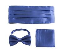 ALMLEU Cummerbund de Satén Conjuntos de faja for hombre, pañuelo cuadrado bolsillo, pajarita, esmoquin, boda, CummeFormal, Noeud Papillon, cinturones anchos, cinturón Ceremonial(Dark blue)