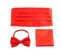 ALMLEU Cummerbund de Satén Conjuntos de faja for hombre, pañuelo cuadrado bolsillo, pajarita, esmoquin, boda, CummeFormal, Noeud Papillon, cinturones anchos, cinturón Ceremonial(Red)