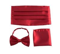 ALMLEU Cummerbund de Satén Conjuntos de faja for hombre, pañuelo cuadrado bolsillo, pajarita, esmoquin, boda, CummeFormal, Noeud Papillon, cinturones anchos, cinturón Ceremonial(Wine red)