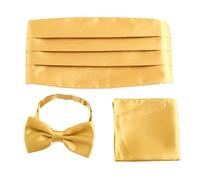 ALMLEU Cummerbund de Satén Conjuntos de faja for hombre, pañuelo cuadrado bolsillo, pajarita, esmoquin, boda, CummeFormal, Noeud Papillon, cinturones anchos, cinturón Ceremonial(Golden)