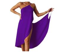 ALMLEU Pareos Playa Grandes Vestido Playero de Tirantes Color Liso, Chal, Bata baño for Mujer, Talla Grande S-5XL(Purple,XL)