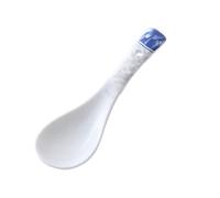 ALMLNLL Cuchara sopera China de cerámica con diseños Colores bajo vidriado, Cuchara Tradicional Blanca Apta for Sopa, Juego 2 cucharas for Helado(D)