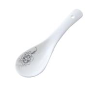 ALMLNLL Cuchara sopera China de cerámica con diseños Colores bajo vidriado, Cuchara Tradicional Blanca Apta for Sopa, Juego 2 cucharas for Helado(A)