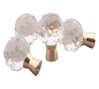 ALMLNLL Manijas para gabinetes, 4 Uds 25 * 38mm Perilla de Cristal for gabinete Tirador del cajón Armario manija Base latón la Puerta manijas Tiradores Muebles Hardwar
