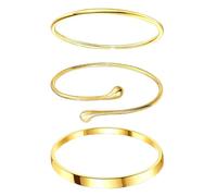 ALMLWIAJ Conjunto de brazaletes apilables de oro para mujer, 3 piezas de joyería chapadas en oro, regalo para mujer, boda, fiesta, cumpleaños