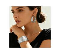 ALMLWIAJ Juego de 3 piezas de joyería para mujer, pulsera abierta y aretes de aro, joyería nacional africana para su esposa, novia, cumpleaños, aniversario, regalos de San Valentín