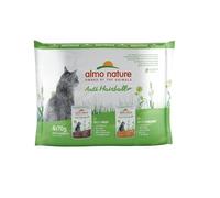 Almo Nature Functional - Anti Hairball - Comida Húmeda para Gatos Adultos y Mayores - con Res, con Pollo - Contrarresta la Formación de Bolas de Pelo - 70g (Paquete de 6)