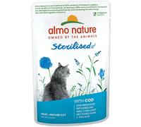 Almo Nature Functional - Sterilised - Comida Húmeda para Gatos Adultos y Mayores, Esterilizados o Poco Activos - con Bacalao - Bajo Contenido de Grasas, Hidratante - 70g (Paquete de 30)