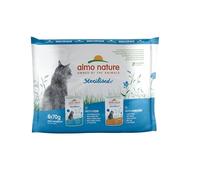 Almo Nature Functional Sterilised - Comida Húmeda para Gatos Esterilizados - Multipack Sabores Bacalao y Pollo - Ayuda al Control de Peso - 70g, Pack de 6