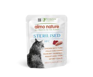 Almo Nature HFC Functional Sterilised - Alimento Húmedo para Gatos Adultos Esterilizados - Pollo con Atún - Calidad Grado Humano, Sin Gluten - Pack 24 x 50g