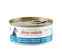 Almo Nature HFC Natural - Comida Húmeda para Gatos Adultos - Atún, Pollo y Queso - Calidad Humana, Sin Gluten - 70g, Pack de 24