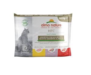 Almo Nature HFC Natural - Wet Cat Food for Adult Cats - Chicken Recipes Multipack - Human Grade, Gluten Free, Monoprotein - 6 x 55g