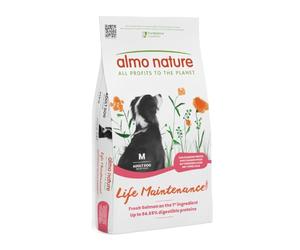 Almo Nature Life Maintenance Pienso Seco para Perro M con Salmón 12 kg - Alimento Completo para Perros Adultos de Raza Mediana