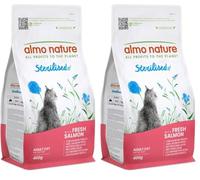 Almo Nature Sterilised - Croquetas para Gato Esterilizado con Salmón Fresco - Bajo Contenido de Magnesio y con Fibras para el Control de Peso - Bolsa de 400 g (Paquete de 2)