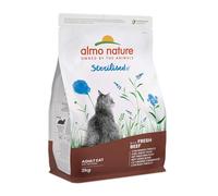 Almo Nature Sterilised - Croquetas para Gato Esterilizado con Ternera Fresca - Bajo Contenido de Magnesio y con Fibras para el Control de Peso - Bolsa de 2 kg