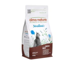 Almo Nature Sterilised - Croquetas para Gato Esterilizado con Ternera Fresca - Bajo Contenido de Magnesio y con Fibras para el Control de Peso - Bolsa de 400 g