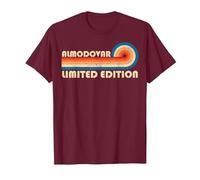 ALMODOVAR Retro 70s 80s Sunset Stripe Camiseta, Hombre, Granate, L