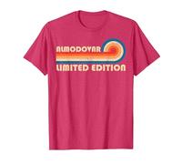 ALMODOVAR Retro 70s 80s Sunset Stripe Camiseta, Hombre, Rojo Jaspeado, L