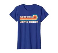 ALMODOVAR Retro 70s 80s Sunset Stripe Camiseta, Mujer, Azul Real, L