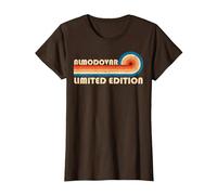 ALMODOVAR Retro 70s 80s Sunset Stripe Camiseta, Mujer, Marrón, M