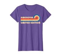 ALMODOVAR Retro 70s 80s Sunset Stripe Camiseta, Mujer, Morado Jaspeado, 3XL
