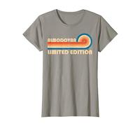 ALMODOVAR Retro 70s 80s Sunset Stripe Camiseta, Mujer, Pizarra, L