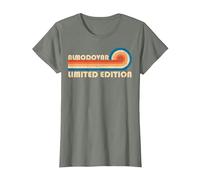ALMODOVAR Retro 70s 80s Sunset Stripe Camiseta, Mujer, Verde Militar Jaspeado, 3XL