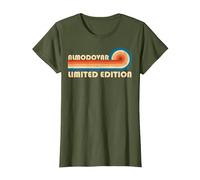 ALMODOVAR Retro 70s 80s Sunset Stripe Camiseta, Mujer, Verde Oliva, S