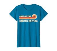 ALMODOVAR Retro 70s 80s Sunset Stripe Camiseta, Mujer, Zafiro, L